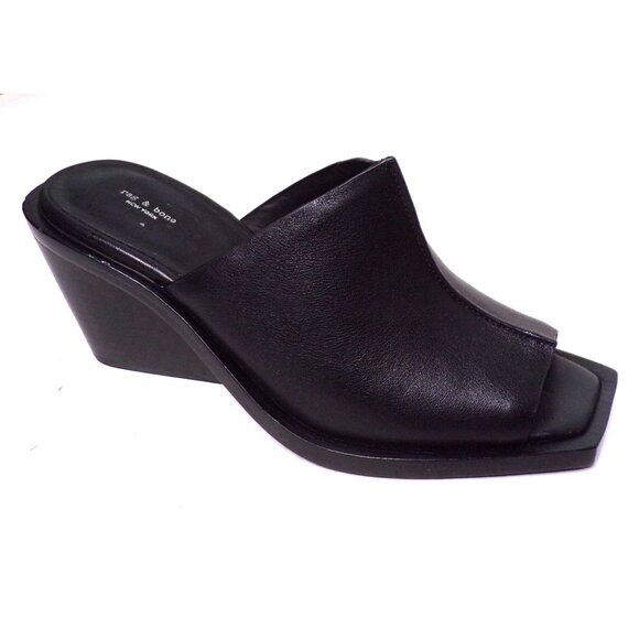 🆕 RAG & BONE Santiago Wedge Slide Sandal Shoes Black 9 - Picture 11 of 14
